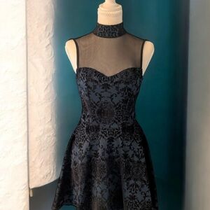 Trixxi Black and Blue Patterned Mini Dress